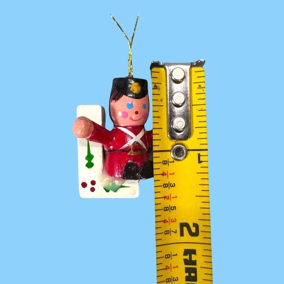 Vintage Wooden Christmas Ornaments Set 9 Hand-Painted Santa Snowman Soldier Joy - Picture 9 of 12